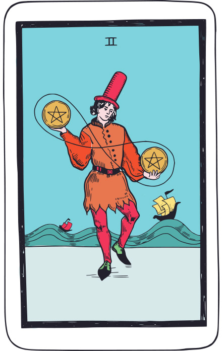 Dos de Oros - Tarot Rider Waite