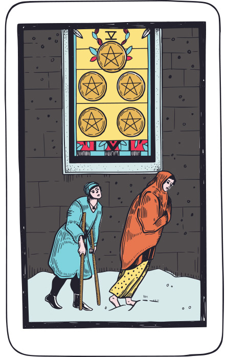 Cinco de Oros - Tarot Rider Waite