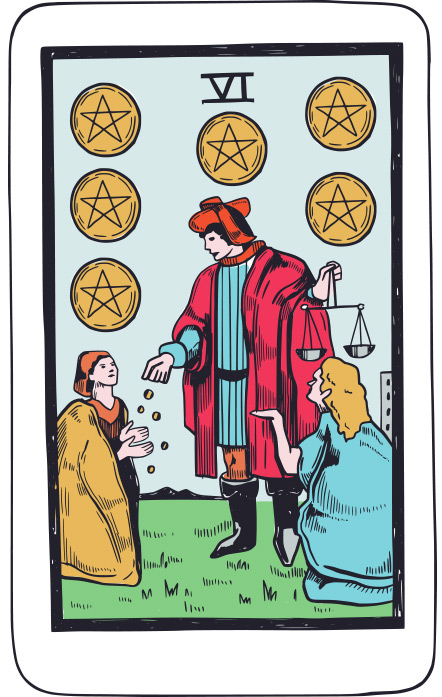 Seis de Oros - Tarot Rider Waite
