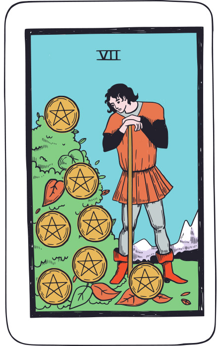 Siete de Oros - Tarot Rider Waite