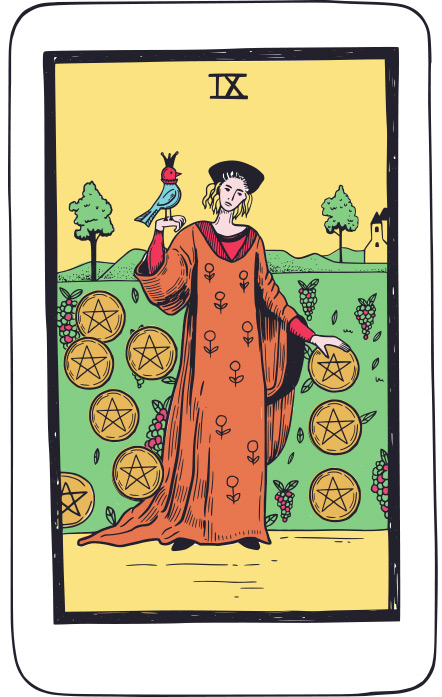 Nueve de Oros - Tarot Rider Waite