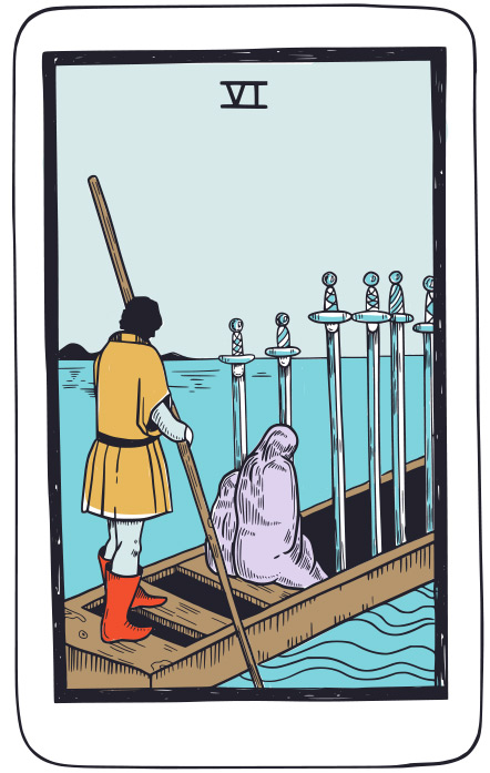 Seis de Espadas - Tarot Rider Waite