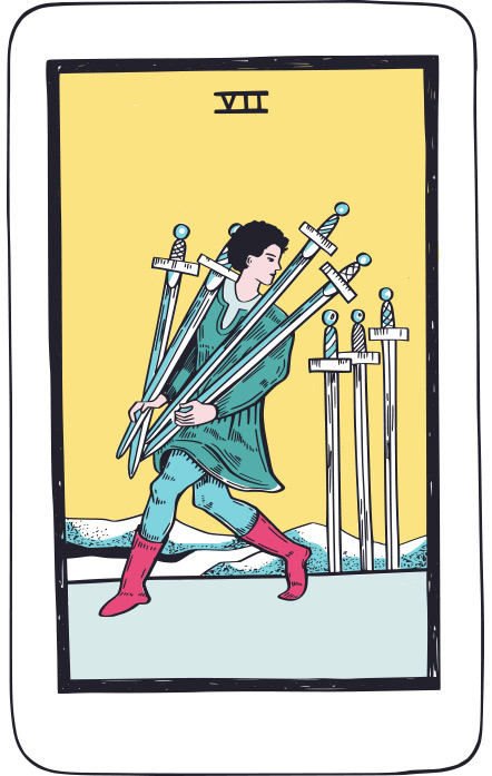 Siete de Espadas - Tarot Rider Waite