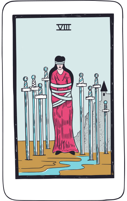 Ocho de Espadas - Tarot Rider Waite
