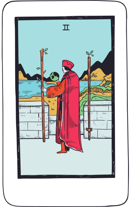 Dos de Bastos - Tarot Rider Waite