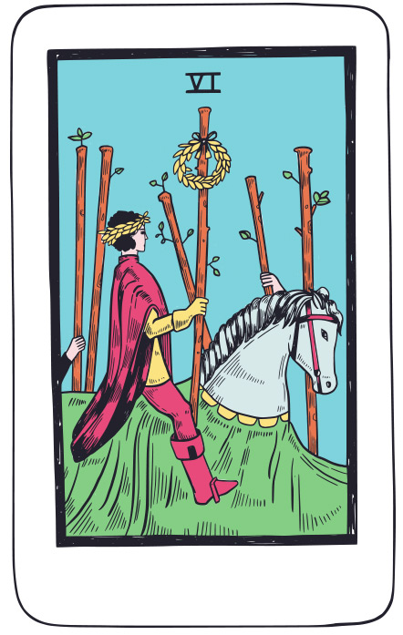 Seis de Bastos - Tarot Rider Waite